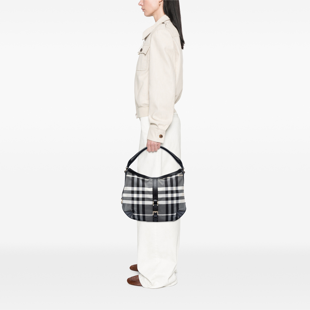 Pre-Loved Burberry Check Nylon Grafton Hobo - Picture 6 of 6